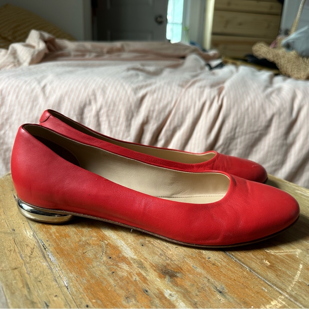 Vintage cherry red butter soft genuine leather flats